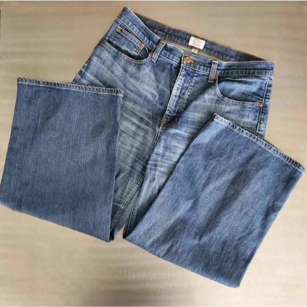 J. Crew Rayner Wide Leg High Rise Medium Wash Crop Denim Jeans sz. 32